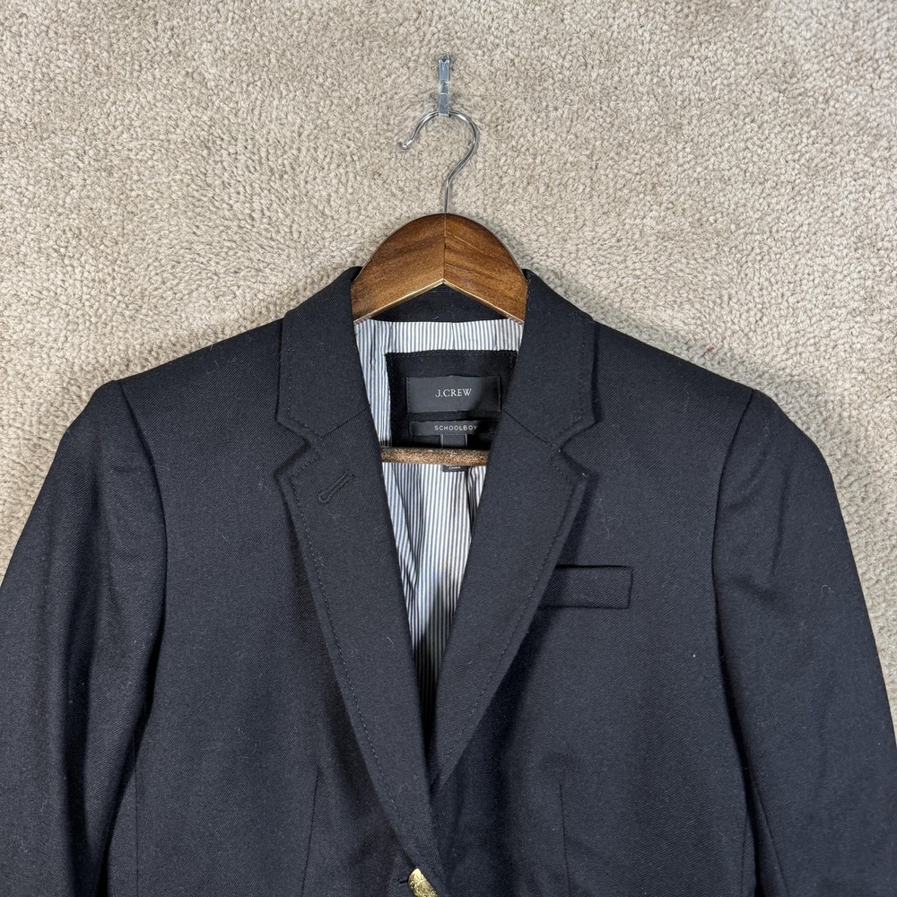 J. Crew Schoolboy Blazer Womens 2 Black Wool Twill Gold Button Lined Jacket - Picture 3 of 13